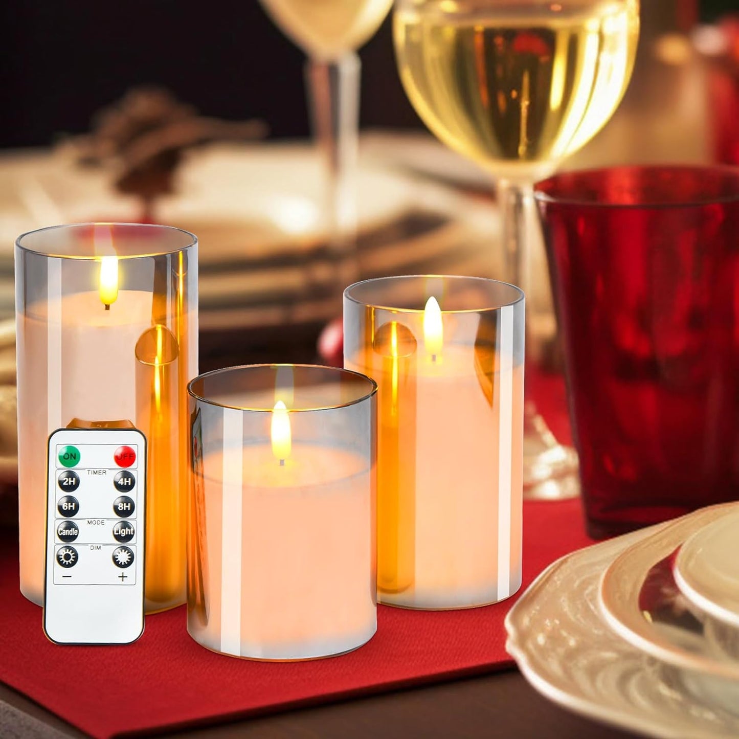 Grey Glass Flameless Candles